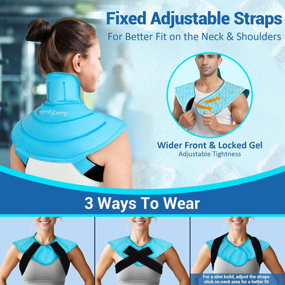 Large Ice Pack for Neck Shoulders Upper Back Pain Relief, Black