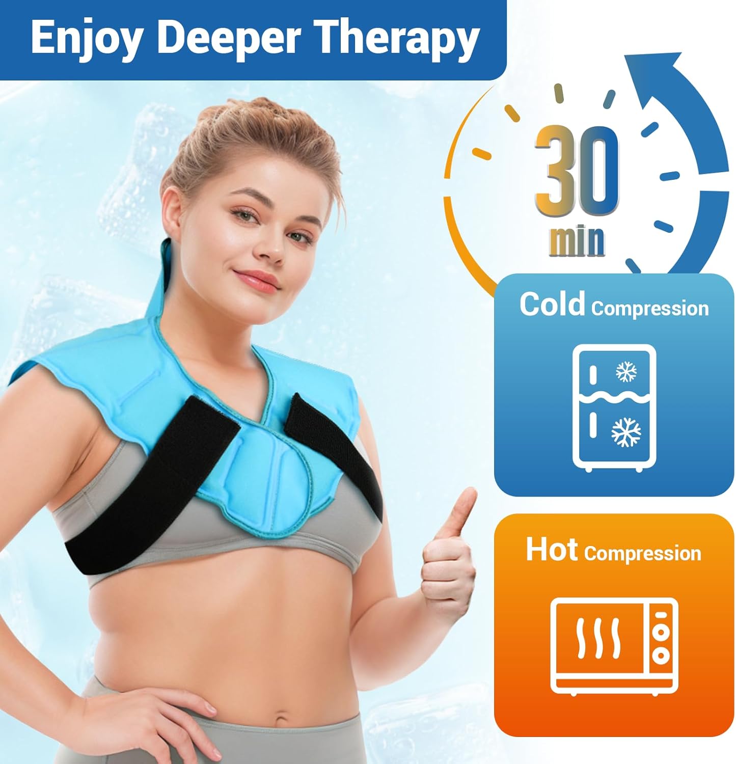 Large Ice Pack for Neck Shoulders Upper Back Pain Relief, Black