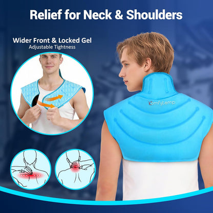 Large Ice Pack for Neck Shoulders Upper Back Pain Relief, Black