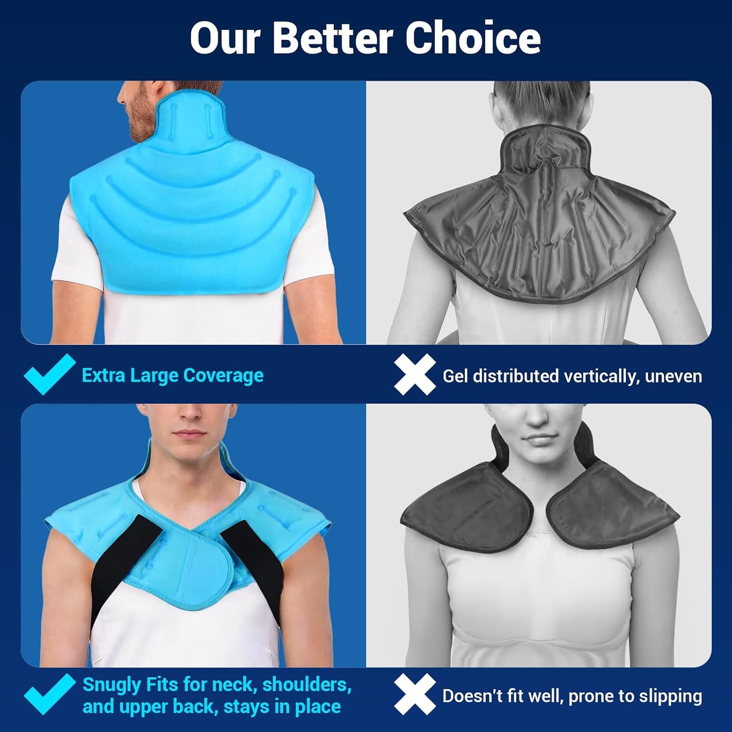 Large Ice Pack for Neck Shoulders Upper Back Pain Relief, Black