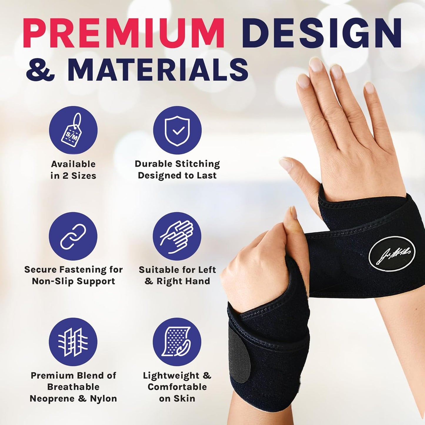 Doctor Developed Wrist Brace, Wrist Wraps for Carpal Tunnel Arthritis, Tendonitis, Hand Support, Ideal for Fitness, Weightlifting - Handbook Included (Wrist Brace 1 Pack)