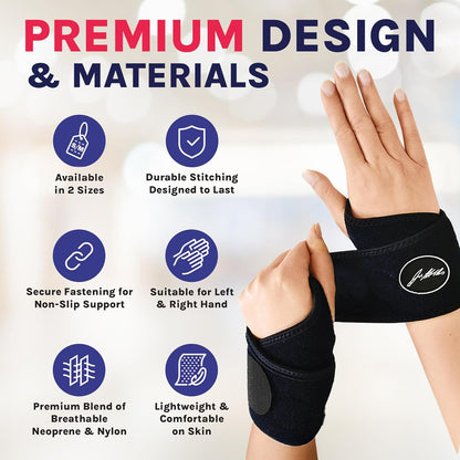 Doctor Developed Wrist Brace, Wrist Wraps for Carpal Tunnel Arthritis, Tendonitis, Hand Support, Ideal for Fitness, Weightlifting - Handbook Included (Wrist Brace 1 Pack)