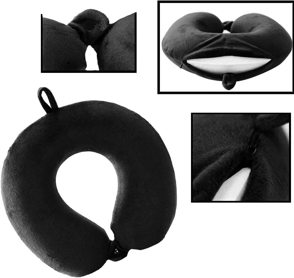 Travel Pillow, 100% Pure Memory Foam Neck Pillow, Suitable for Airplanes, Cars, Trains, Office Naps, Home Lounge Chairs, Removable and Washable Pillow Cover (Gray)
