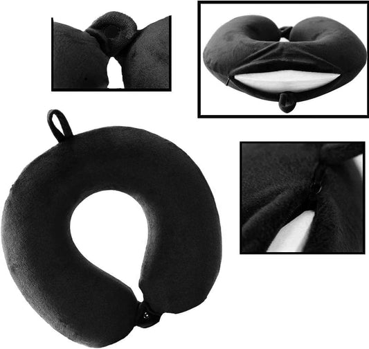 Travel Pillow, 100% Pure Memory Foam Neck Pillow, Suitable for Airplanes, Cars, Trains, Office Naps, Home Lounge Chairs, Removable and Washable Pillow Cover (Gray)