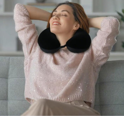 Travel Pillow, 100% Pure Memory Foam Neck Pillow, Suitable for Airplanes, Cars, Trains, Office Naps, Home Lounge Chairs, Removable and Washable Pillow Cover (Gray)