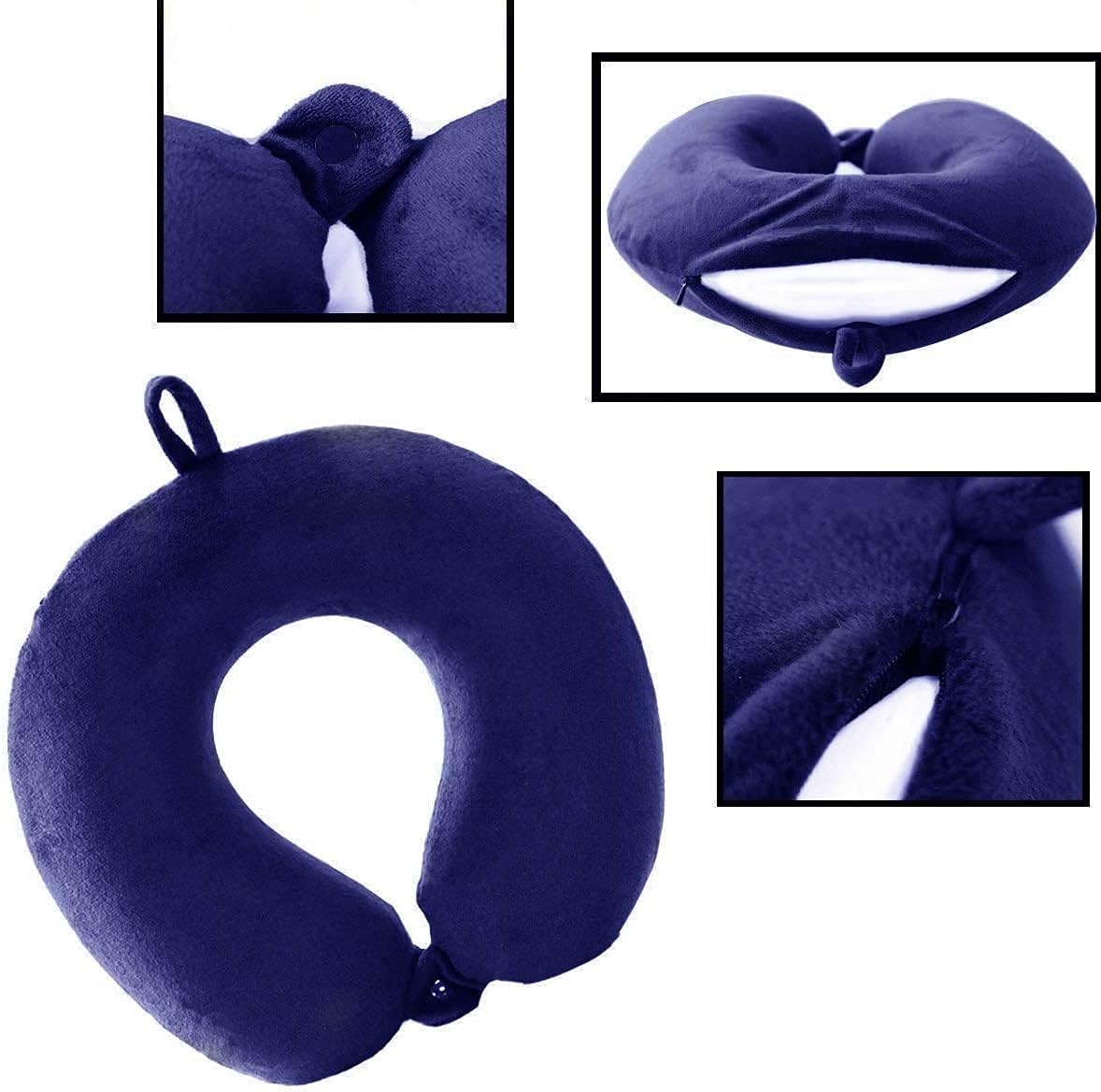 Travel Pillow, 100% Pure Memory Foam Neck Pillow, Suitable for Airplanes, Cars, Trains, Office Naps, Home Lounge Chairs, Removable and Washable Pillow Cover (Gray)