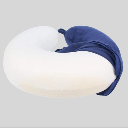 Travel Pillow, 100% Pure Memory Foam Neck Pillow, Suitable for Airplanes, Cars, Trains, Office Naps, Home Lounge Chairs, Removable and Washable Pillow Cover (Gray)