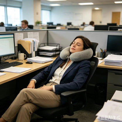Travel Pillow, 100% Pure Memory Foam Neck Pillow, Suitable for Airplanes, Cars, Trains, Office Naps, Home Lounge Chairs, Removable and Washable Pillow Cover (Gray)