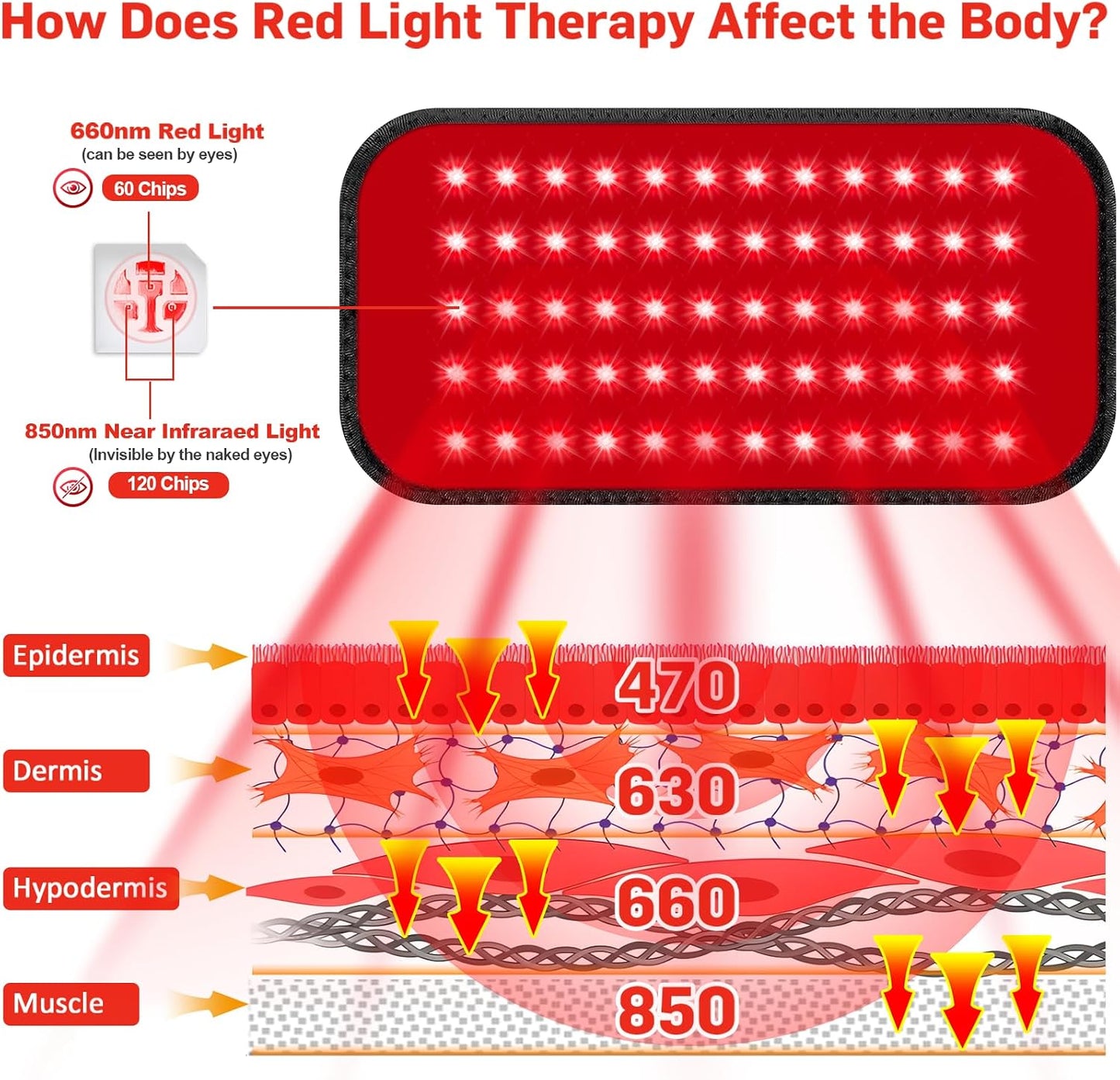 Red Light Therapy for Body, 660nm 850nm Infrared Light Therapy Pad, Wearable Wrap with Timer Remote Control for Back Shoulder Waist Knee, Infrared Light Device Home Use, 12.4'' x 5.7'' Large Area
