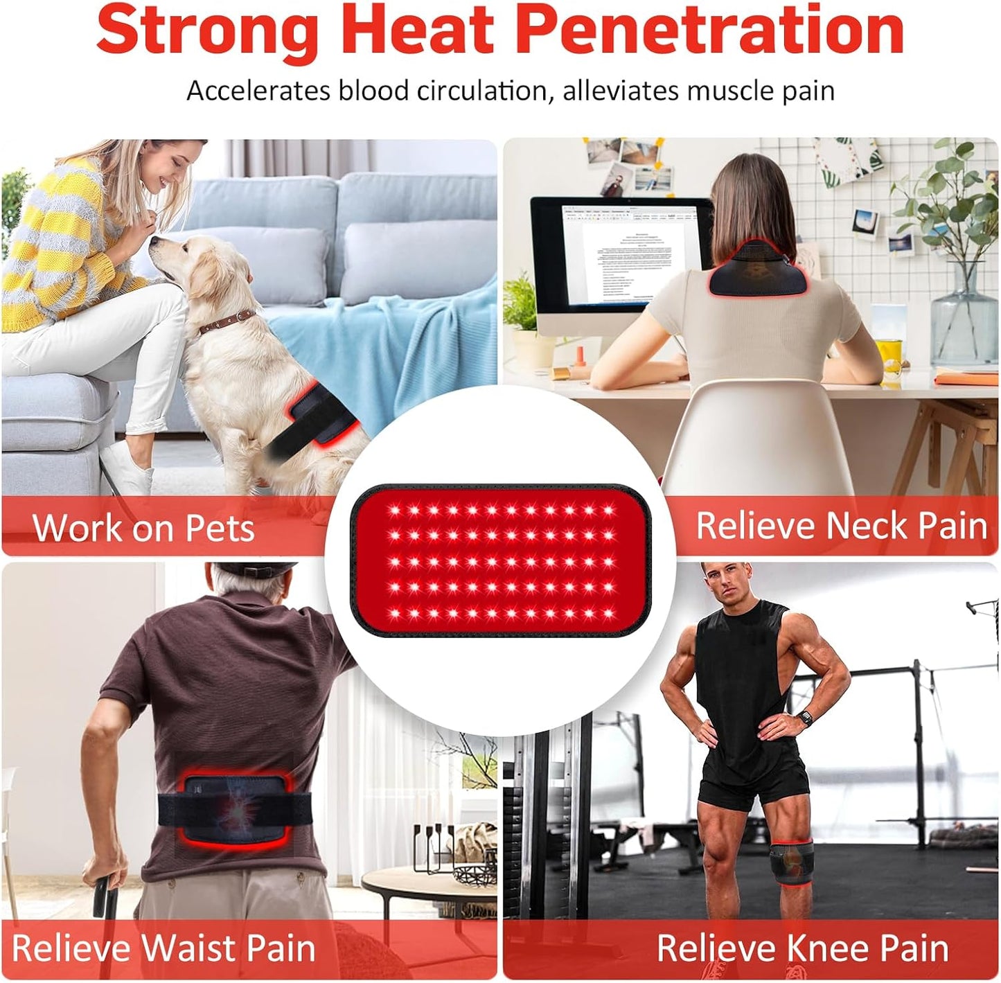Red Light Therapy for Body, 660nm 850nm Infrared Light Therapy Pad, Wearable Wrap with Timer Remote Control for Back Shoulder Waist Knee, Infrared Light Device Home Use, 12.4'' x 5.7'' Large Area