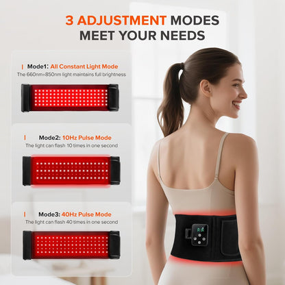 Red Light Therapy for Body, 660nm 850nm Infrared Light Therapy Pad, Wearable Wrap with Timer Remote Control for Back Shoulder Waist Knee, Infrared Light Device Home Use, 12.4'' x 5.7'' Large Area