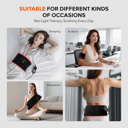 Red Light Therapy for Body, 660nm 850nm Infrared Light Therapy Pad, Wearable Wrap with Timer Remote Control for Back Shoulder Waist Knee, Infrared Light Device Home Use, 12.4'' x 5.7'' Large Area