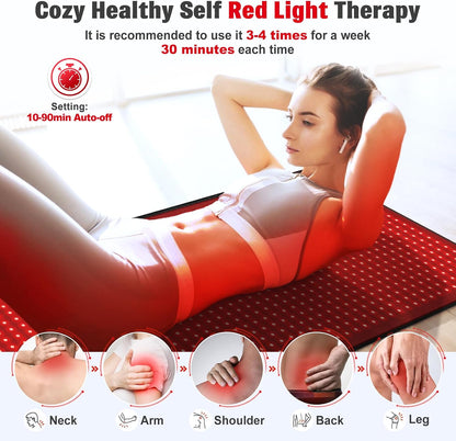 Red Light Therapy for Body, 660nm 850nm Infrared Light Therapy Pad, Wearable Wrap with Timer Remote Control for Back Shoulder Waist Knee, Infrared Light Device Home Use, 12.4'' x 5.7'' Large Area