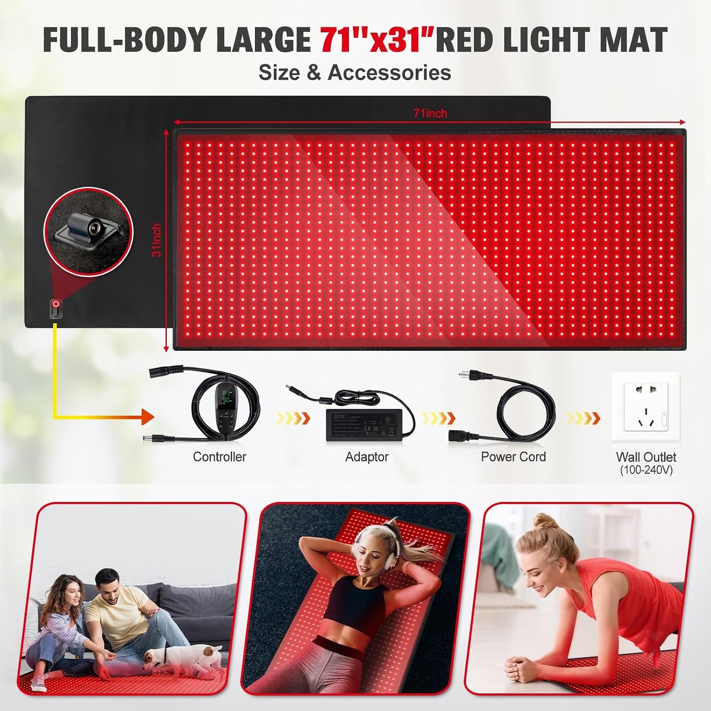Red Light Therapy for Body, 660nm 850nm Infrared Light Therapy Pad, Wearable Wrap with Timer Remote Control for Back Shoulder Waist Knee, Infrared Light Device Home Use, 12.4'' x 5.7'' Large Area