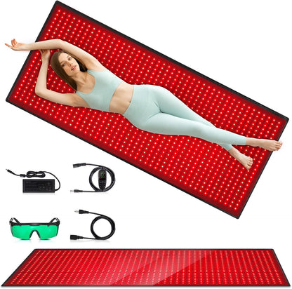 Red Light Therapy for Body, 660nm 850nm Infrared Light Therapy Pad, Wearable Wrap with Timer Remote Control for Back Shoulder Waist Knee, Infrared Light Device Home Use, 12.4'' x 5.7'' Large Area