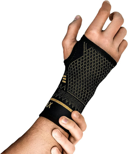 Copper Wrist Compression Sleeve 1 Pair, Comfortable Hand Brace Support for Arthritis, Tendonitis, Sprains, Workout, Carpal Tunnel - Left & Right - Women and Men