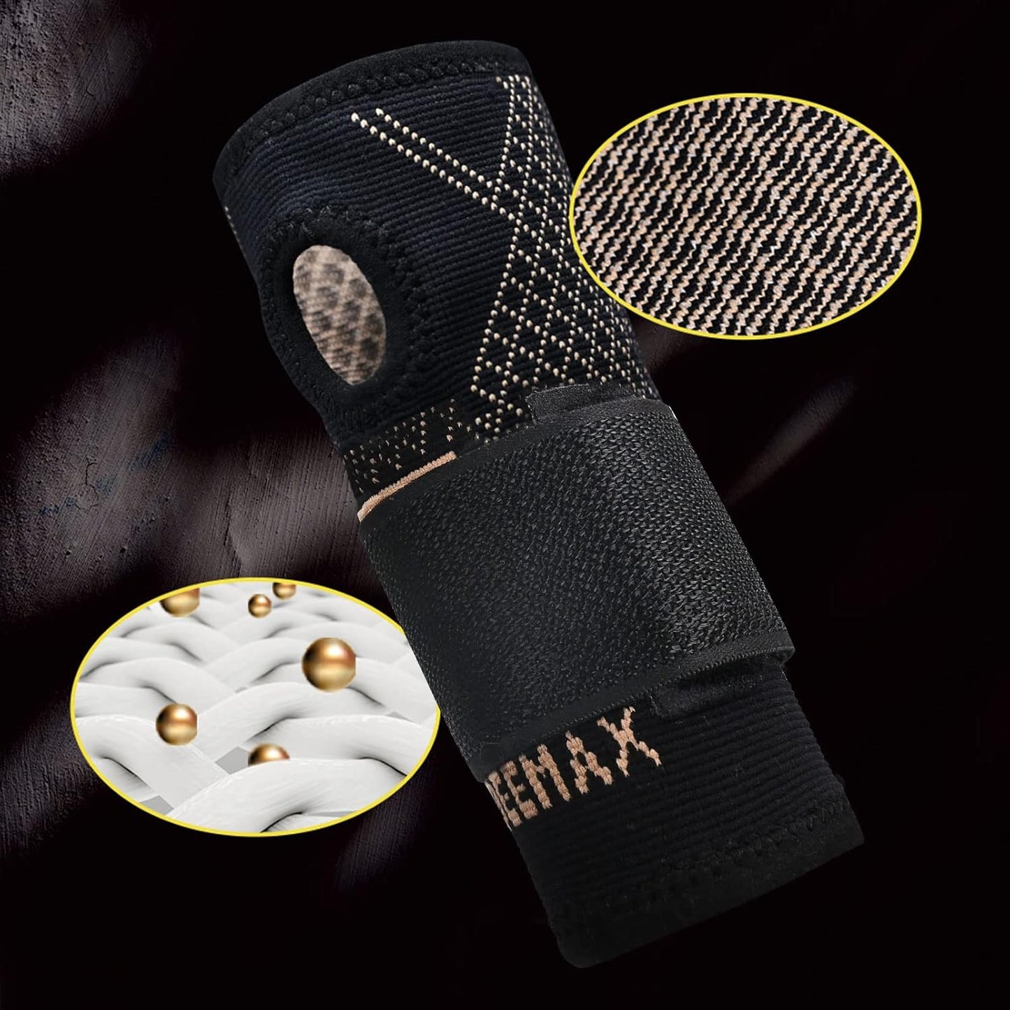 Copper Wrist Compression Sleeve 1 Pair, Comfortable Hand Brace Support for Arthritis, Tendonitis, Sprains, Workout, Carpal Tunnel - Left & Right - Women and Men