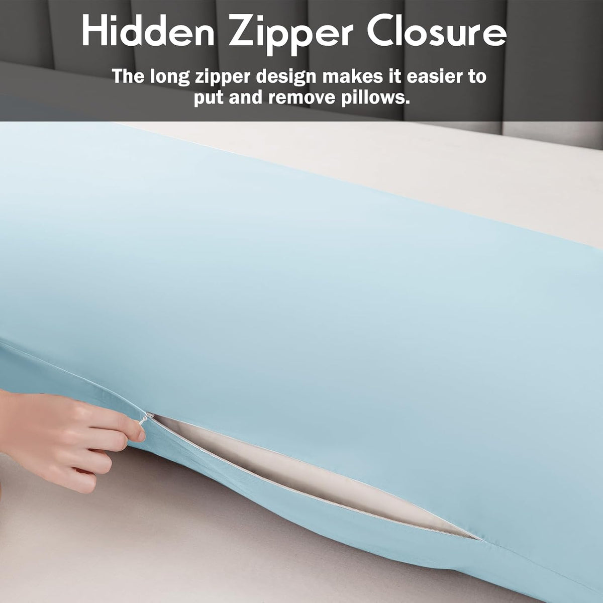 Body Pillowcase with Zipper Cooling Viscose from Bamboo Zippered Pillowcases, Cool & Breathable Body Pillow Cover for Hot Sleepers and Night Sweats, 20" x 54"