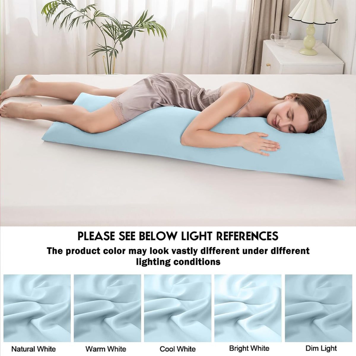 Body Pillowcase with Zipper Cooling Viscose from Bamboo Zippered Pillowcases, Cool & Breathable Body Pillow Cover for Hot Sleepers and Night Sweats, 20" x 54"