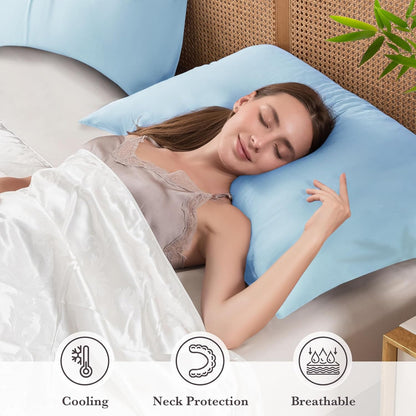 Body Pillowcase with Zipper Cooling Viscose from Bamboo Zippered Pillowcases, Cool & Breathable Body Pillow Cover for Hot Sleepers and Night Sweats, 20" x 54"