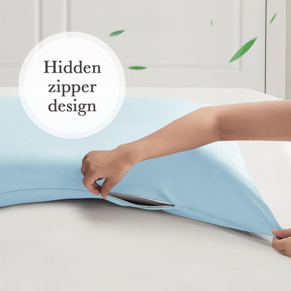 Body Pillowcase with Zipper Cooling Viscose from Bamboo Zippered Pillowcases, Cool & Breathable Body Pillow Cover for Hot Sleepers and Night Sweats, 20" x 54"
