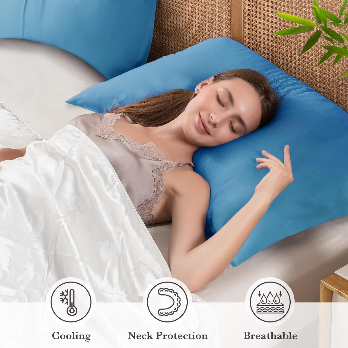 Body Pillowcase with Zipper Cooling Viscose from Bamboo Zippered Pillowcases, Cool & Breathable Body Pillow Cover for Hot Sleepers and Night Sweats, 20" x 54"
