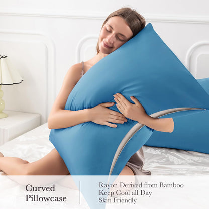 Body Pillowcase with Zipper Cooling Viscose from Bamboo Zippered Pillowcases, Cool & Breathable Body Pillow Cover for Hot Sleepers and Night Sweats, 20" x 54"