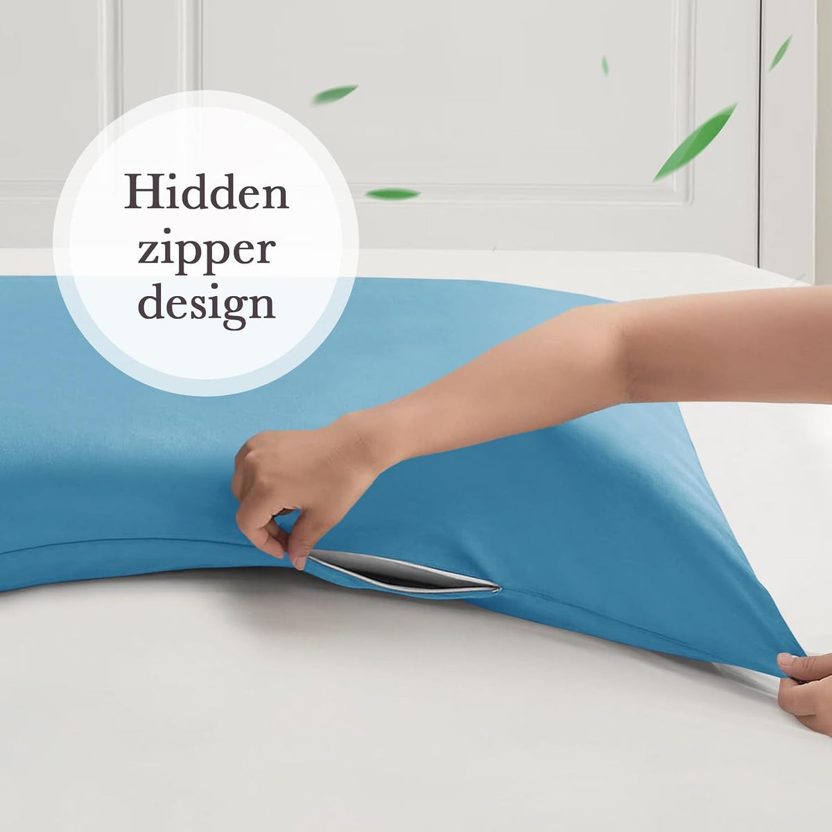 Body Pillowcase with Zipper Cooling Viscose from Bamboo Zippered Pillowcases, Cool & Breathable Body Pillow Cover for Hot Sleepers and Night Sweats, 20" x 54"