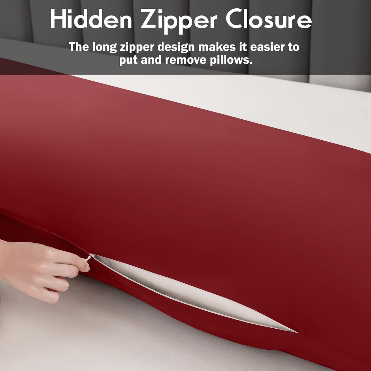 Body Pillowcase with Zipper Cooling Viscose from Bamboo Zippered Pillowcases, Cool & Breathable Body Pillow Cover for Hot Sleepers and Night Sweats, 20" x 54"