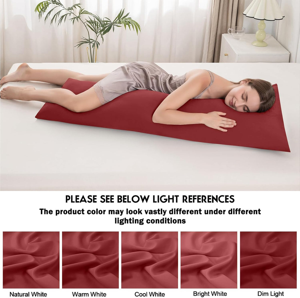 Body Pillowcase with Zipper Cooling Viscose from Bamboo Zippered Pillowcases, Cool & Breathable Body Pillow Cover for Hot Sleepers and Night Sweats, 20" x 54"