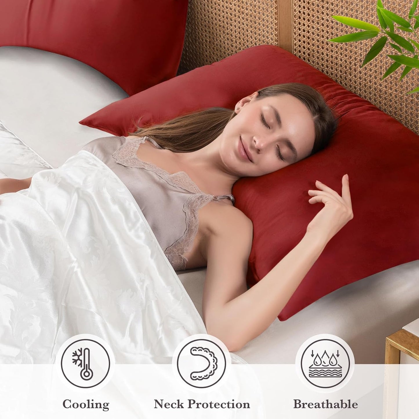 Body Pillowcase with Zipper Cooling Viscose from Bamboo Zippered Pillowcases, Cool & Breathable Body Pillow Cover for Hot Sleepers and Night Sweats, 20" x 54"
