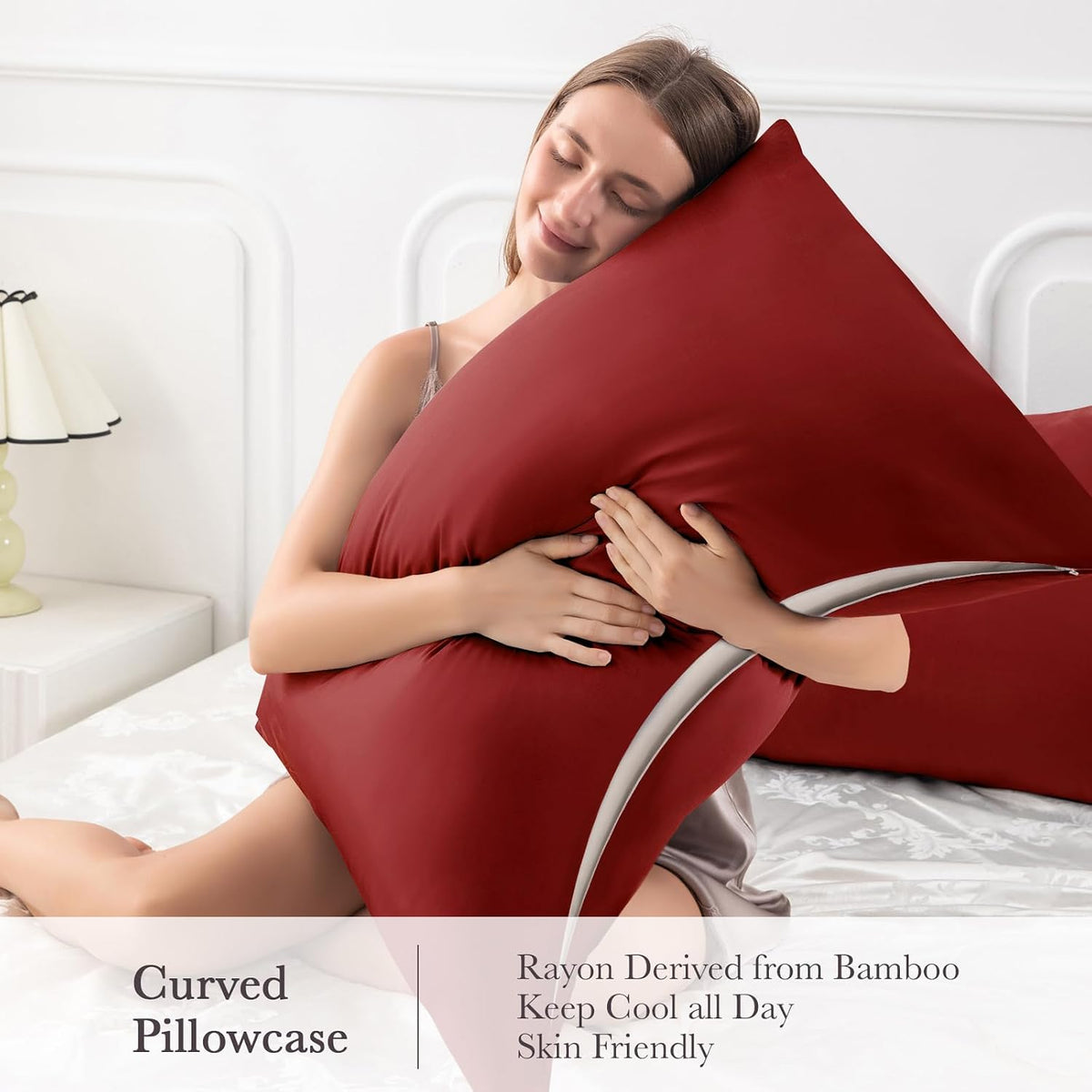 Body Pillowcase with Zipper Cooling Viscose from Bamboo Zippered Pillowcases, Cool & Breathable Body Pillow Cover for Hot Sleepers and Night Sweats, 20" x 54"
