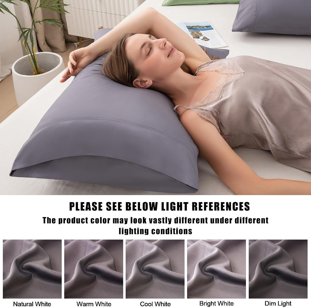 Body Pillowcase with Zipper Cooling Viscose from Bamboo Zippered Pillowcases, Cool & Breathable Body Pillow Cover for Hot Sleepers and Night Sweats, 20" x 54"
