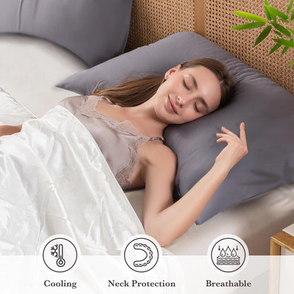 Body Pillowcase with Zipper Cooling Viscose from Bamboo Zippered Pillowcases, Cool & Breathable Body Pillow Cover for Hot Sleepers and Night Sweats, 20" x 54"
