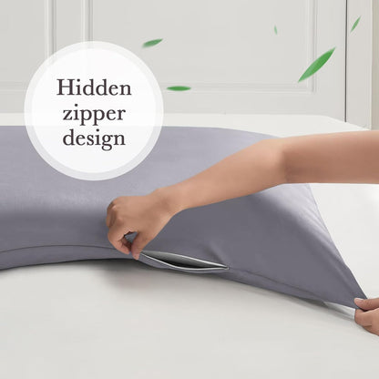Body Pillowcase with Zipper Cooling Viscose from Bamboo Zippered Pillowcases, Cool & Breathable Body Pillow Cover for Hot Sleepers and Night Sweats, 20" x 54"