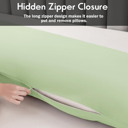 Body Pillowcase with Zipper Cooling Viscose from Bamboo Zippered Pillowcases, Cool & Breathable Body Pillow Cover for Hot Sleepers and Night Sweats, 20" x 54"