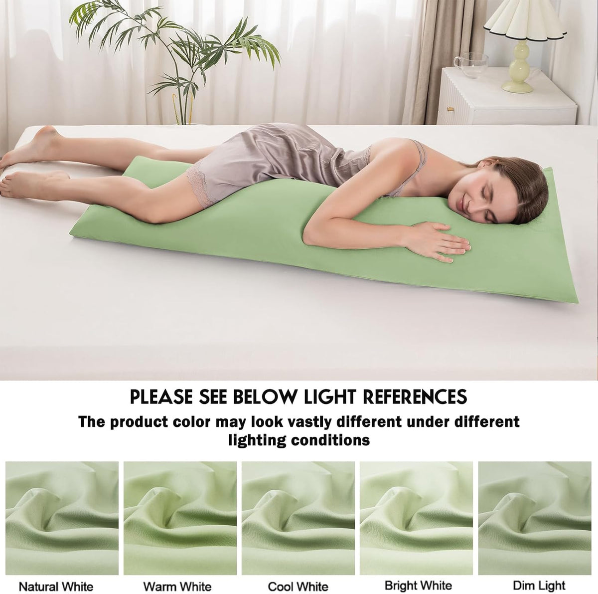 Body Pillowcase with Zipper Cooling Viscose from Bamboo Zippered Pillowcases, Cool & Breathable Body Pillow Cover for Hot Sleepers and Night Sweats, 20" x 54"
