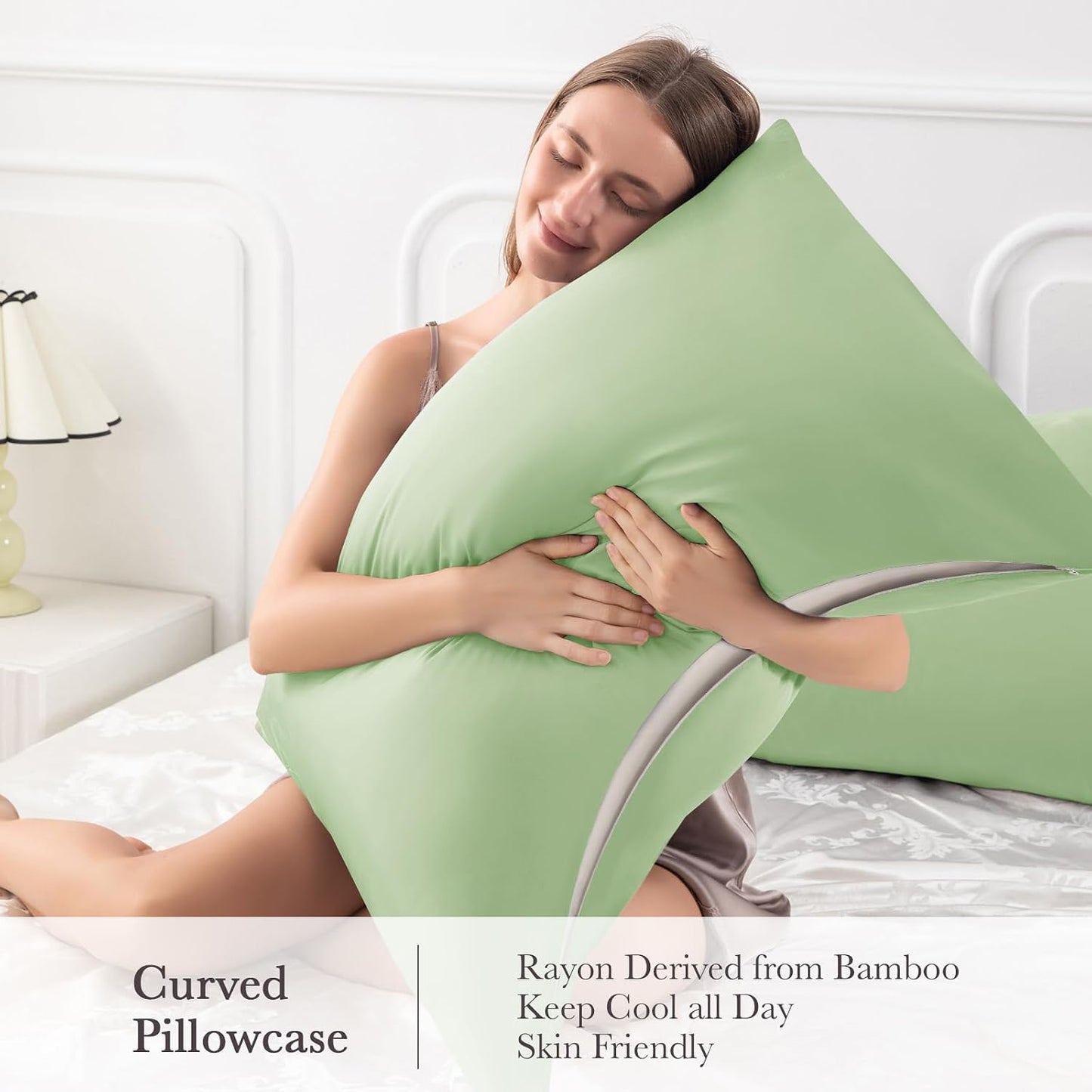Body Pillowcase with Zipper Cooling Viscose from Bamboo Zippered Pillowcases, Cool & Breathable Body Pillow Cover for Hot Sleepers and Night Sweats, 20" x 54"
