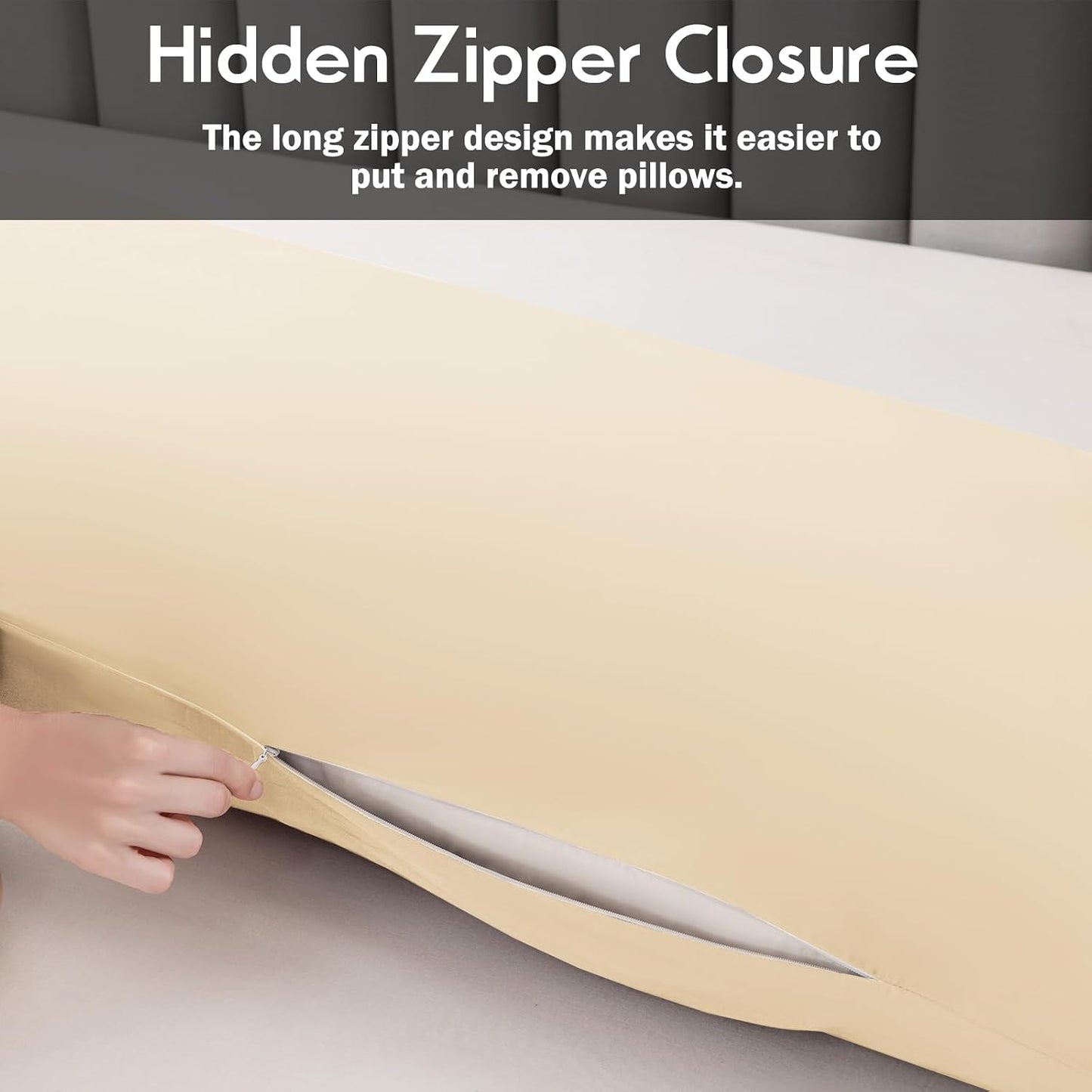 Body Pillowcase with Zipper Cooling Viscose from Bamboo Zippered Pillowcases, Cool & Breathable Body Pillow Cover for Hot Sleepers and Night Sweats, 20" x 54"