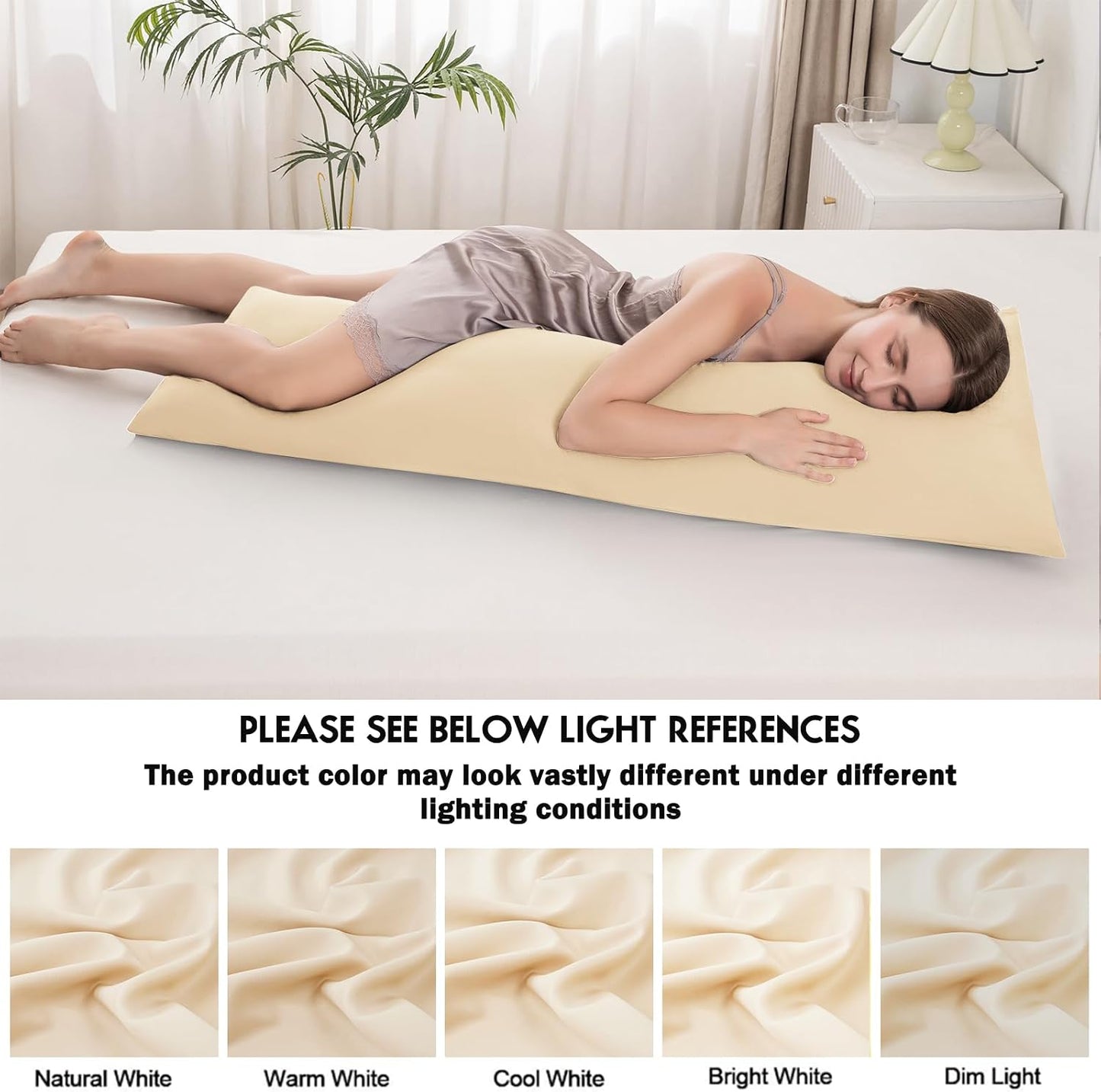 Body Pillowcase with Zipper Cooling Viscose from Bamboo Zippered Pillowcases, Cool & Breathable Body Pillow Cover for Hot Sleepers and Night Sweats, 20" x 54"