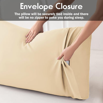 Body Pillowcase with Zipper Cooling Viscose from Bamboo Zippered Pillowcases, Cool & Breathable Body Pillow Cover for Hot Sleepers and Night Sweats, 20" x 54"