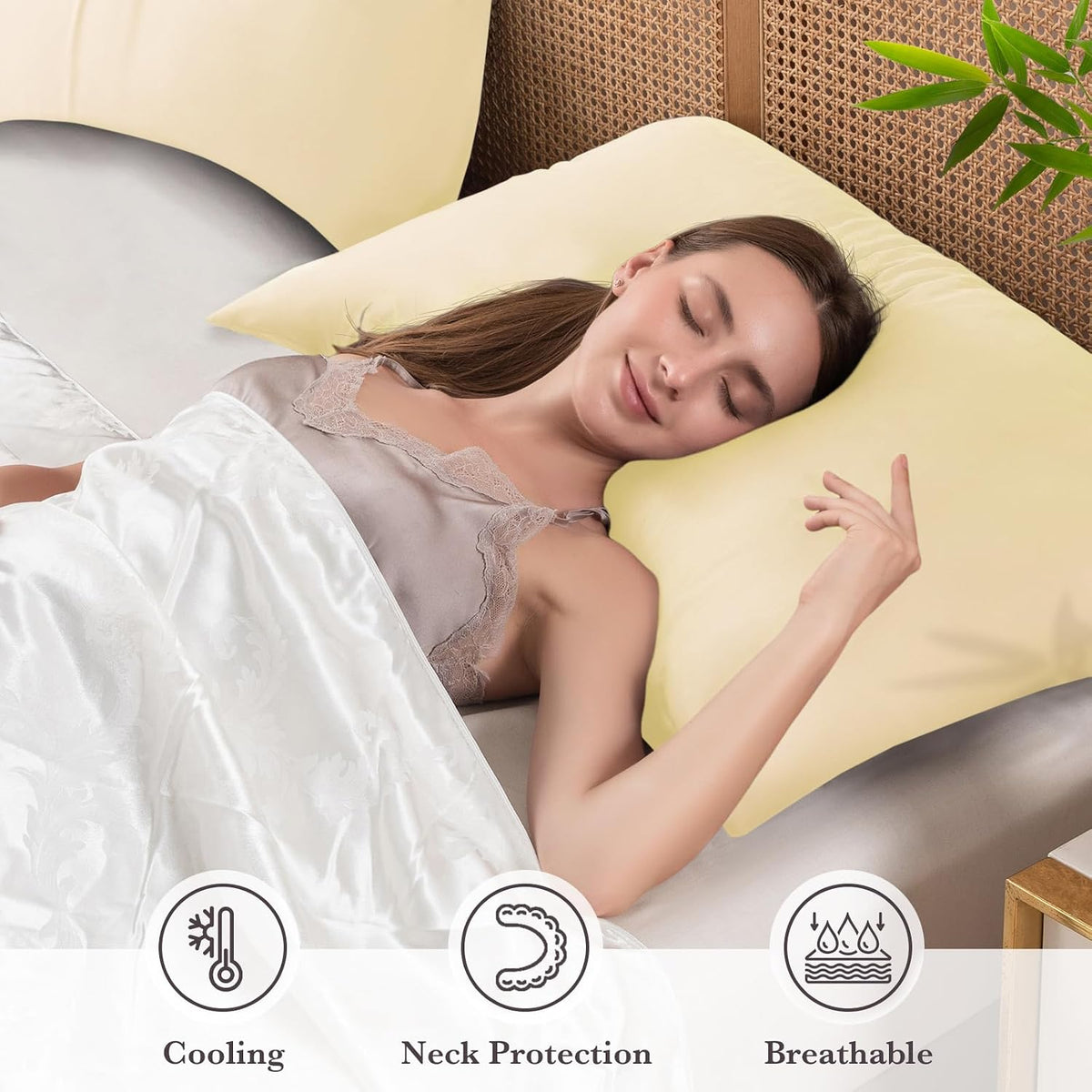 Body Pillowcase with Zipper Cooling Viscose from Bamboo Zippered Pillowcases, Cool & Breathable Body Pillow Cover for Hot Sleepers and Night Sweats, 20" x 54"