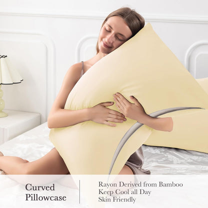 Body Pillowcase with Zipper Cooling Viscose from Bamboo Zippered Pillowcases, Cool & Breathable Body Pillow Cover for Hot Sleepers and Night Sweats, 20" x 54"