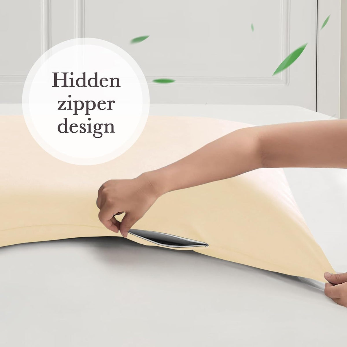 Body Pillowcase with Zipper Cooling Viscose from Bamboo Zippered Pillowcases, Cool & Breathable Body Pillow Cover for Hot Sleepers and Night Sweats, 20" x 54"