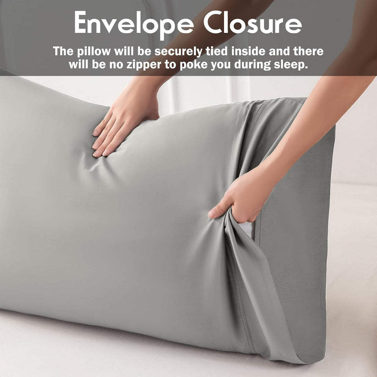 Body Pillowcase with Zipper Cooling Viscose from Bamboo Zippered Pillowcases, Cool & Breathable Body Pillow Cover for Hot Sleepers and Night Sweats, 20" x 54"