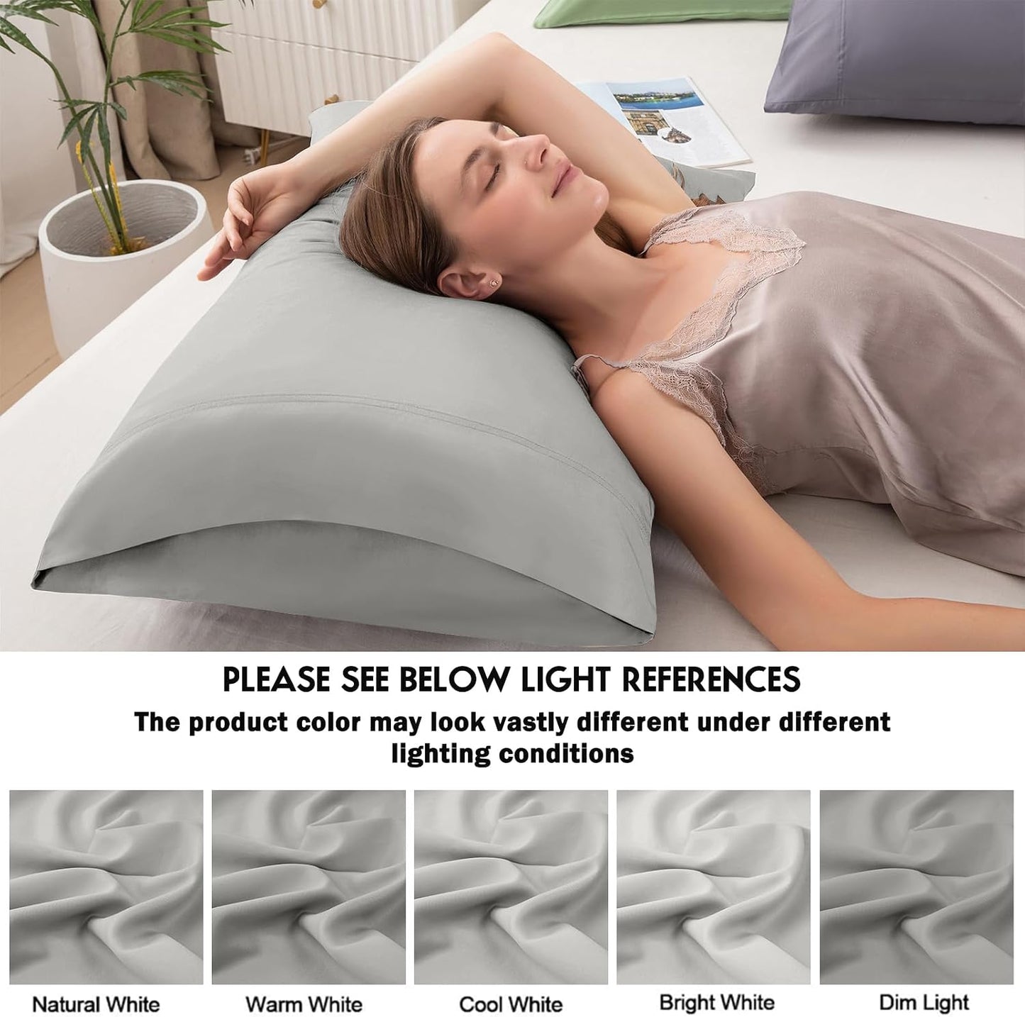 Body Pillowcase with Zipper Cooling Viscose from Bamboo Zippered Pillowcases, Cool & Breathable Body Pillow Cover for Hot Sleepers and Night Sweats, 20" x 54"