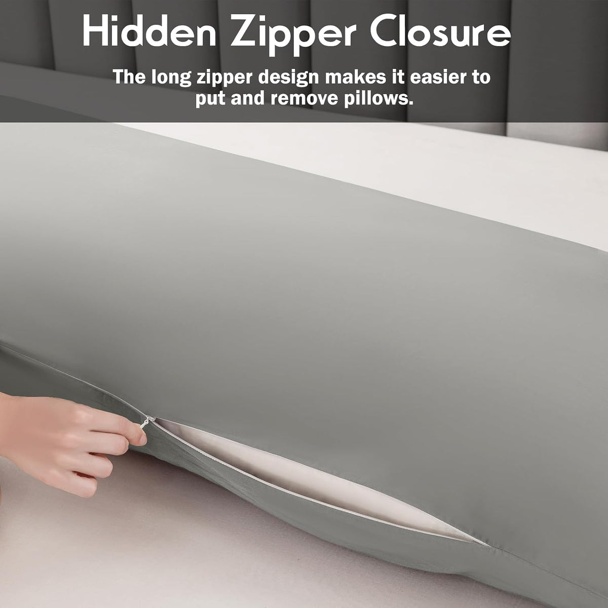 Body Pillowcase with Zipper Cooling Viscose from Bamboo Zippered Pillowcases, Cool & Breathable Body Pillow Cover for Hot Sleepers and Night Sweats, 20" x 54"