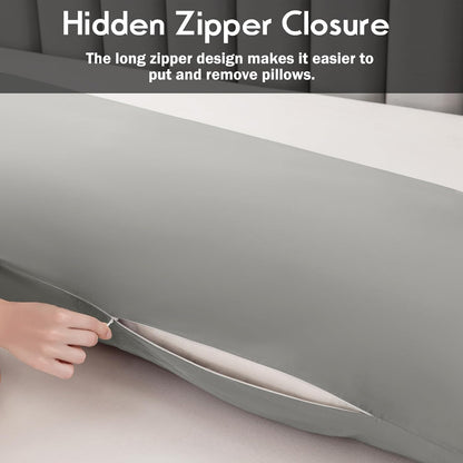 Body Pillowcase with Zipper Cooling Viscose from Bamboo Zippered Pillowcases, Cool & Breathable Body Pillow Cover for Hot Sleepers and Night Sweats, 20" x 54"