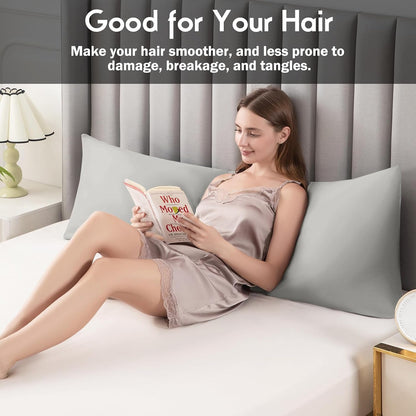 Body Pillowcase with Zipper Cooling Viscose from Bamboo Zippered Pillowcases, Cool & Breathable Body Pillow Cover for Hot Sleepers and Night Sweats, 20" x 54"