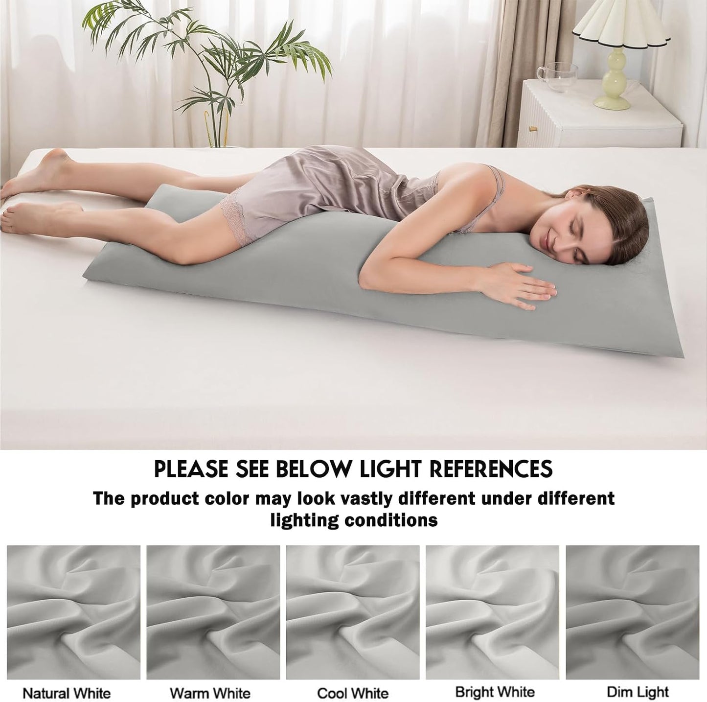 Body Pillowcase with Zipper Cooling Viscose from Bamboo Zippered Pillowcases, Cool & Breathable Body Pillow Cover for Hot Sleepers and Night Sweats, 20" x 54"